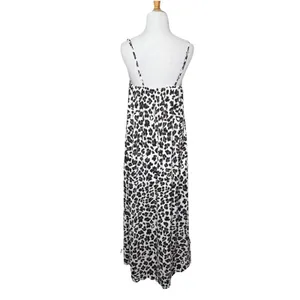 Pink Lily Spaghetti Strap Leopard Print Maxi V Neck Dress Size Small Side Split thumbnail 4