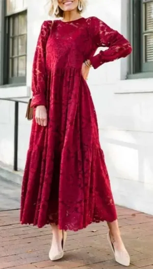 NWT‎ Anthropologie Hutch lace maxi dress burgundy sz S thumbnail 1