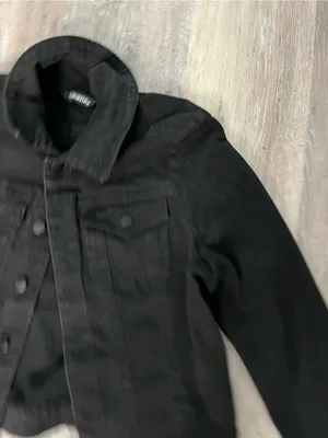 d.jeans Denim Jacket Womens Medium Black Stretch Cropped Trucker Button Front thumbnail 6