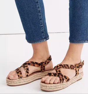 NEW Madewell The Malia Espadrille Sandal Leopard Calf Hair Leather thumbnail 2