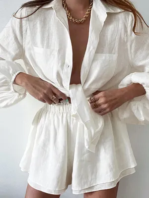 Commence Linen & Cotton White Aegean Two Piece Double Lined Shorts Set Size Small nwt thumbnail 1
