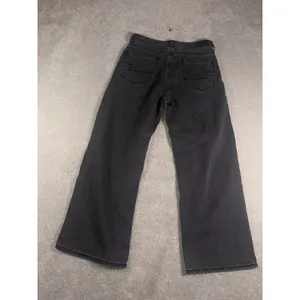 American Eagle Wide Leg Crop Black Washed Jeans Vintage Style Waist 6 Short thumbnail 7