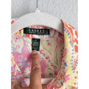 Lauren Ralph Lauren Colorful Paisley Shirt 3/4 Sleeve Preppy Coastal Size M thumbnail 8
