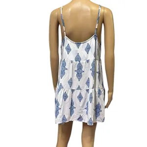 Show Me Your Mumu White Blue Spaghetti Strap Lightweight Pocket Dress Medium thumbnail 4