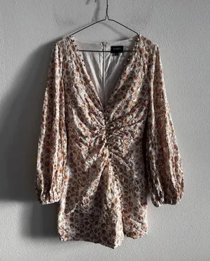 Bardot Broderie Dress 4/XS Tan Paisley thumbnail 3