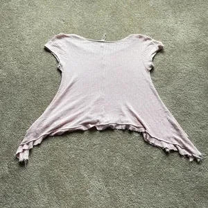 Anthropologie Lazy Sundays Pink‎ Waffle Knit Asymmetrical Hem Top thumbnail 5