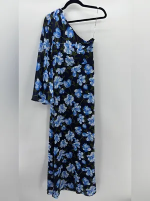 Sachin and Babi Keely One Sleeve Printed Gown Ocean Blue Magnolia thumbnail 5