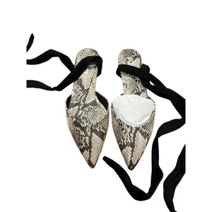 Schutz Barbrah Snake Print Leather Ankle Wrap Pointed Toe Flats Womens 6B NWT thumbnail 4