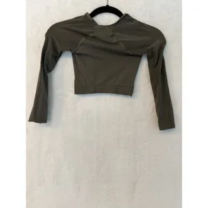Spanx Womens Long Sleeve Crop Top Medium Olive Green Athletic Compression 20155R thumbnail 8