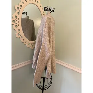 Free People‎ Cream Arctic Fox Mock Neck Zip Back Oversized Wool Blend Sweater S thumbnail 5