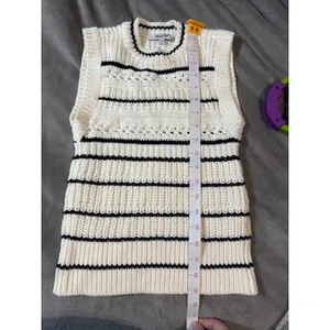 NWB Madewell Size XXS Striped‎ Sweater Vest in 100% Cotton Jet Black Mini Stripe thumbnail 6