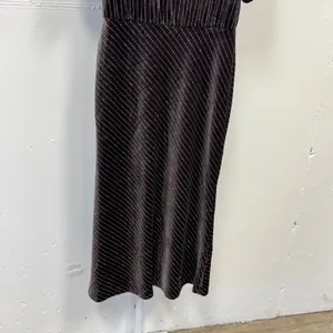 Karl Lagerfeld Paris Velvet Pinstripe Rhinestone Midi Maxi Dress Brown 8 Holiday thumbnail 6
