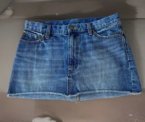 Free People FP Denim Mini Skirt Women's Size 2 Button /Zip Front Boho Jean Skirt thumbnail 1