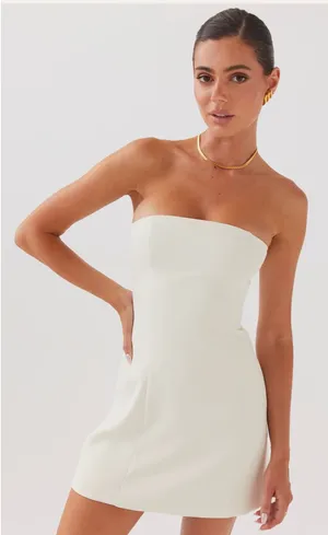 Peppermayo Ayanna Strapless Mini Dress Ivory thumbnail 1