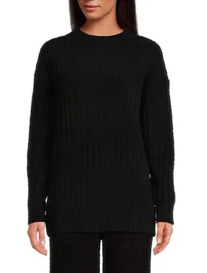 UGG Black Riz Cozy Knit Crew Neck Long Sleeve Ribbed Lounge Sweater XL thumbnail 1