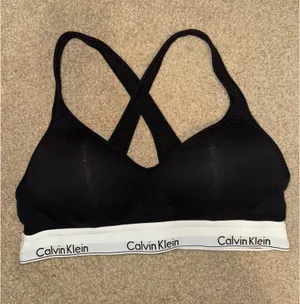 Calvin Klein modern cotton lined bralette Black Logo Band racer back thumbnail 3