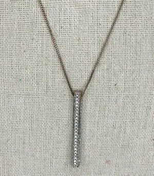 Chico's Gold and Silver Tone Box Chain Rhinestone Pendant Necklace thumbnail 6