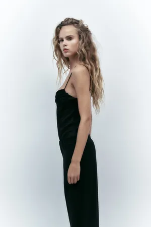 Zara Corsetry inspired black satin effect bodysuit top thumbnail 4
