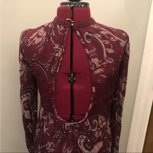 free people sweet thing printed tunic dress purple paisley burgundy size‎ small thumbnail 5