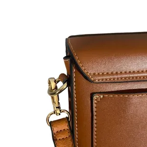 Brown Faux Leather Square Camera Crossbody Messenger Bag Women thumbnail 9