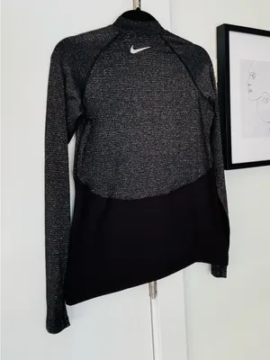 Women's Nike Pro Warm Long sleeve mockneck black/silver reflective top size M thumbnail 9
