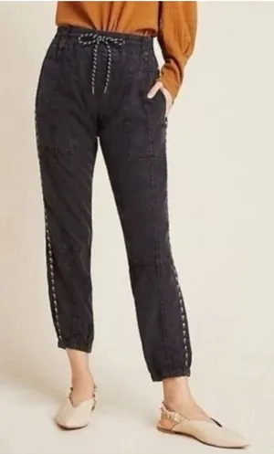 Anthropologie Byron Seamed Soft Utility Joggers pants washed black k sz S thumbnail 1