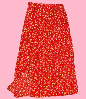 Good Luck Gem Red floral maxi skirt thumbnail 1