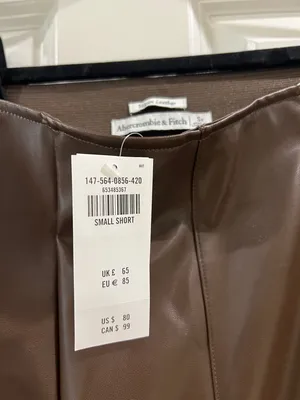 Abercrombie & Fitch Vegan Leather Pants – Brown – Size Small Short – NWT thumbnail 3
