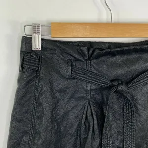 Free People‎ Payton Womens 0 Black Faux Leather Mini Skirt Paperbag Waist Y2K thumbnail 5