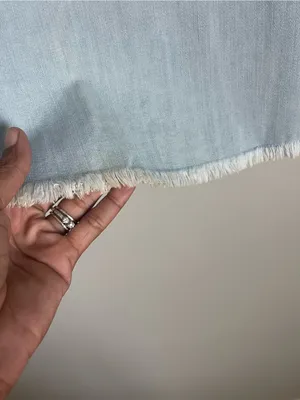 AERIE | Light Wash Denim Tank with Frayed Hem Sz XS thumbnail 3