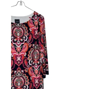 JH Womens Dress Shift Midi Long Sleeve Paisley Lined‎ Stretch Crew Neck Medium thumbnail 2