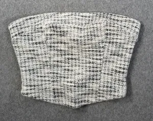 Altar'd State Women's Small Black White Tweed Strapless Cropped Bandeau Top thumbnail 1
