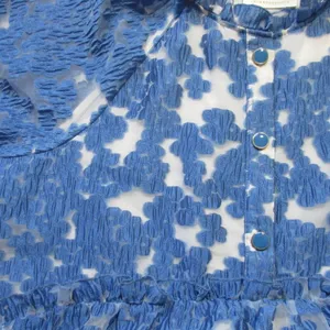 NWT Maeve by Anthropologie Tiered Jacquard Mini in Blue Organza A-line Dress XS thumbnail 4