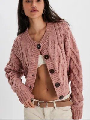 Free People Bonfire Cable Knit cardigan thumbnail 1
