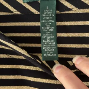 Lauren Ralph Lauren L Black Gold Metallic Striped Square Neck Knit Pullover Top thumbnail 5