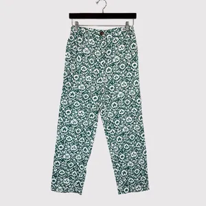 Boden Womens Pants Green Enchanting Bloom Linen Straight Trouser Boho Size 2 thumbnail 2