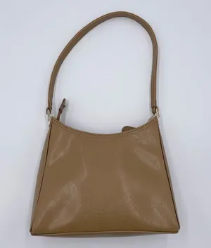 Vintage Y2K Liz Claiborne Faux Leather Shoulder Bag Purse Tan Patent Minimalist thumbnail 2