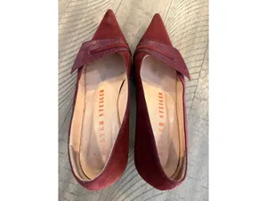 Vintage Walter Steiger Burgundy Suede Pointed Toe Pumps - Size 8 Made in Italy thumbnail 4