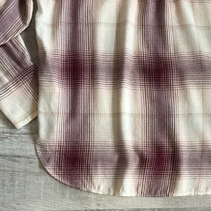 Madewell NEW Long Sleeve Flannel Popover Shirt Womens XL Plaid Burgundy Tunic thumbnail 10