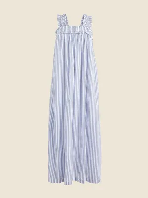 J.Crew Women’s Cotton voile ruffle-trim Lined dress striped With Pockets Size me thumbnail 3