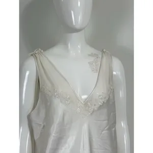 Oscar de la Renta Pink Label Women XL Satin Nightgown Long Robe Set Ivory Bridal thumbnail 9