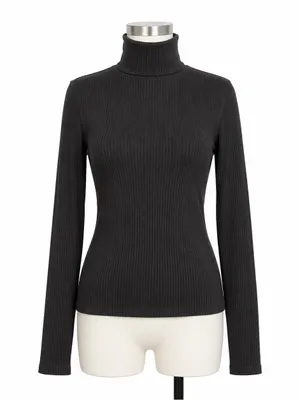 Madewell Ribbed Turtleneck Long-Sleeve Tee black Size L NWT thumbnail 1