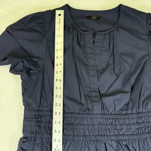 Quince Navy 100% Organic Cotton‎ Poplin Tiered Maxi Dress Large RK001-16278 thumbnail 5