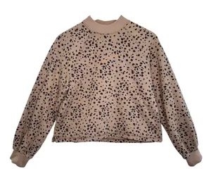 Abercrombie & Fitch Brown Tan Black Animal Print Cropped Sweatshirt Women Size M thumbnail 1