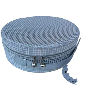 JoyBright Disco Dreams Beauty Box Silver Holographic Round Train Case Mirror NWT thumbnail 3