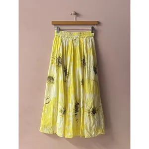 H&M Yellow Floral Elastic Waist Maxi Skirt Size XS NWT thumbnail 3