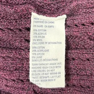 American Eagle Y2K Maroon Red Crochet Cable Knit Long Sleeve Sweater Top XS thumbnail 7
