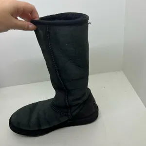 Uggs classic black tall boots winter slip on boots leather sheepskin fur lined 7 thumbnail 7