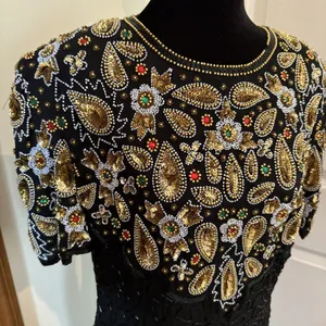 Vintage Stenay Silk Beaded Sequin Dress 10 8 6 80s Gatsby Floral Party Cocktail thumbnail 2