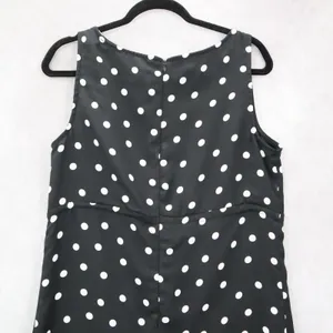 Apostrophe Black Polka Dot‎ Sleeveless Dress Knee Length Retro Tie Chic Large 12 thumbnail 6